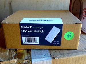 lot 188 image: ELEGRP Slide Dimmer Switch for Dimmable LED ,CFL,Incandescent Bulbs ,Single Pole 3-Way, Wall Plate Included, White (2-Pack)