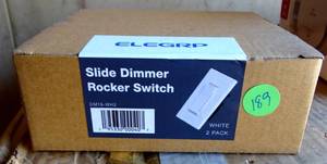 lot 189 image: ELEGRP Slide Dimmer Switch for Dimmable LED ,CFL,Incandescent Bulbs ,Single Pole 3-Way, Wall Plate Included, White (2-Pack)