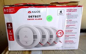 lot 190 image: BIG $ LOT - Kidde Hardwired Smoke Detector, 10-Year Battery Backup, Interconnectable, LED Warning Light Indicators, 4 Pack