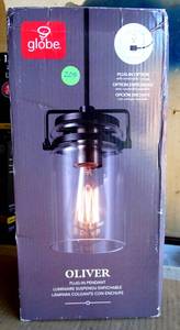 lot 209 image: NEW - Oliver 1-Light Dark Bronze Plug-In or Hardwire Pendant Lighting with 15 ft. Cord