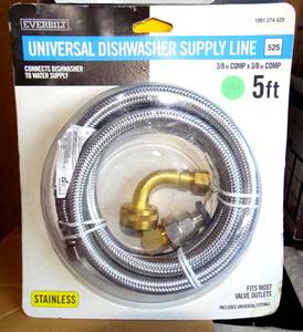 lot 234 image: NEW IN PACKAGE  EVERBILT 1001 274 429  1001274429 Universal Dishwasher Supply Line 38 x 38