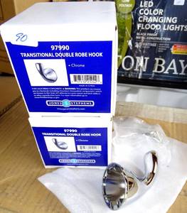 lot 90 image: LOT OF 2 - JONES STEPHENS 97990 STAINLESS  TRANSITIONAL DOUBLE ROBE HOOK