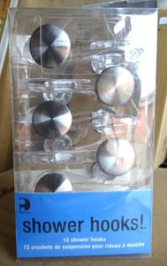 lot 98 image: NEW SET OF 10 SILVER FINISH SHOWER HOOKS