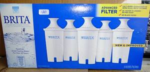 lot 120 image: Brita Advanced Pitcher Replacement Filters, 5 Pack, New in Package