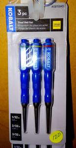 lot 196 image: KOBALT 3PC STL NAIL SET 0815843 132, 232, 332