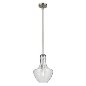 lot 119 image: NIB - Kichler Everly 11 Wide 1 Light Pendant Brushed Nickel  Clear  Model 42141