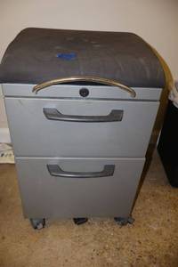 lot 342 image: Rolling file cabinet with cushion top