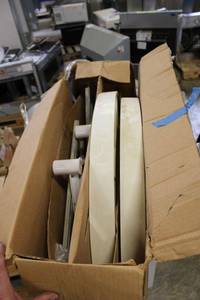 lot 315 image: 34 half-moon lazy Susan tray set