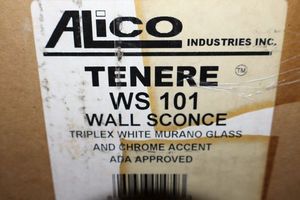 lot 370 image: Alico brand - Tenere wall sconce fixtures with white Murano glass (still in box) - 12 total