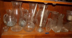 lot 33 image: Clear glass vases and pitchers as shown