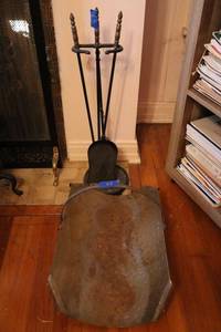 lot 63 image: Fireplace tools and wood carrier