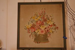 lot 61 image: Vintage embroidered framed wall art