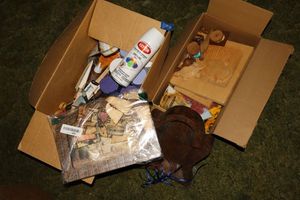 lot 116 image: Spray paints and wooden crafts