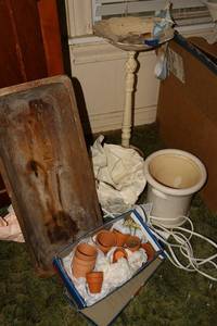 lot 118 image: Birdbath stand and planters