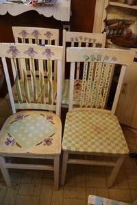 lot 156 image: Painted dining chairs - 4 total