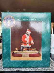 lot 30 image: Collectible Vintage Kelly Jr - Christmas themed Hobo - Spirit of Christmas X - #35 of 3500 - Bisque porcelain Christmas - E. Kelly Jr. - hand signed initials-signature