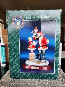 lot 28 image: Collectible Vintage Kelly Jr - Christmas themed Hobo - Spirit of Christmas XIII - #1710 of 3500 - Bisque porcelain Christmas - E. Kelly Jr. - hand signed initials-signature