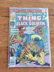 lot 9 image: Vintage Collectible Marvel Comic - 1977 Thing and Black Goliath