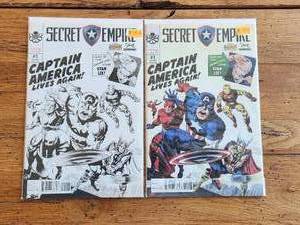 lot 10 image: Vintage Collectible Marvel Comic - Secret Empire - Captain America Lives Again - with variant cover