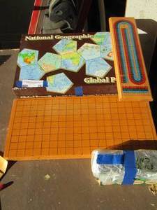 lot 70 image: game lot poker chips, global pursuit, 2 game boards
