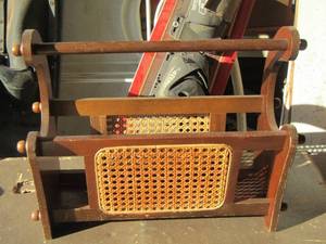 lot 72 image: wicker and wooden magazine rack