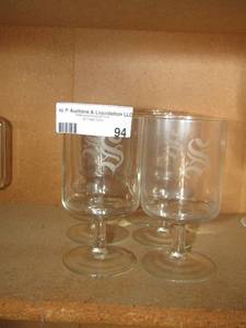 lot 94 image: qty 6 wine glasses with initial s