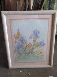 lot 126 image: framed flower art