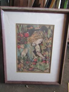 lot 136 image: framed little girl art