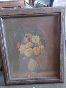 lot 124 image: framed floral art