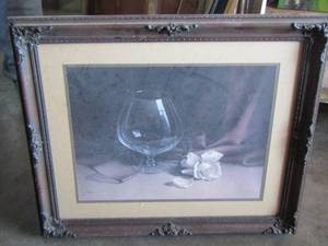 lot 139 image: framed wine glass art
