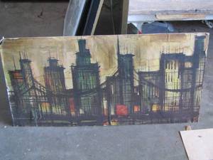 lot 148 image: painting of a bridge and buildings
