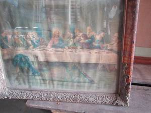 lot 160 image: VINTAGE FRAME  - ART IS LORDS SUPPER