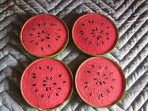 lot 143 image: qty 4 watermelon coasters