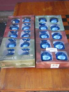 lot 171 image: blue glass Christmas ornaments