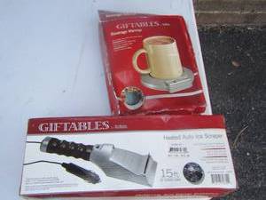 lot 185 image: giftables heated auto ice scrapper, giftable beverage warmer