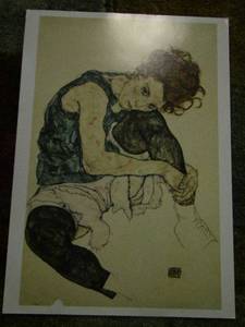 lot 285 image: ART -  SEATED WOMAN with LEGS DRAWN UP  by EGON SCHIELE  1917