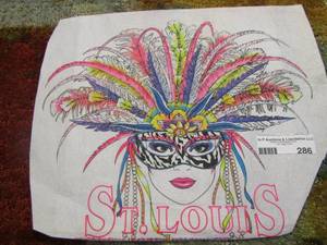 lot 286 image: ST. LOUIS  MARDI GRAS  MASK  -  fabric art