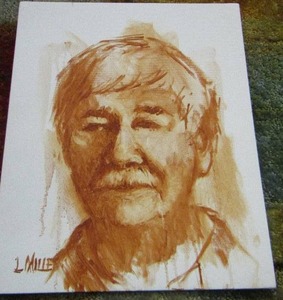 lot 293 image: L.MILLER CANVAS PAINTING OF DAN KRISTOVIA