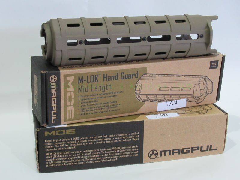 lot 46 image: NEW in box Magpul AR-15 MOE M-LOK Handguard Rifle Length Polymer tan