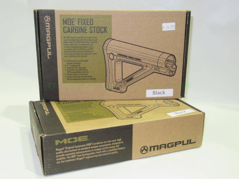 lot 55 image: NEW in box Magpul MOE Fixed Carbine Stock - MIL-SPEC - Black MAG480-BLK