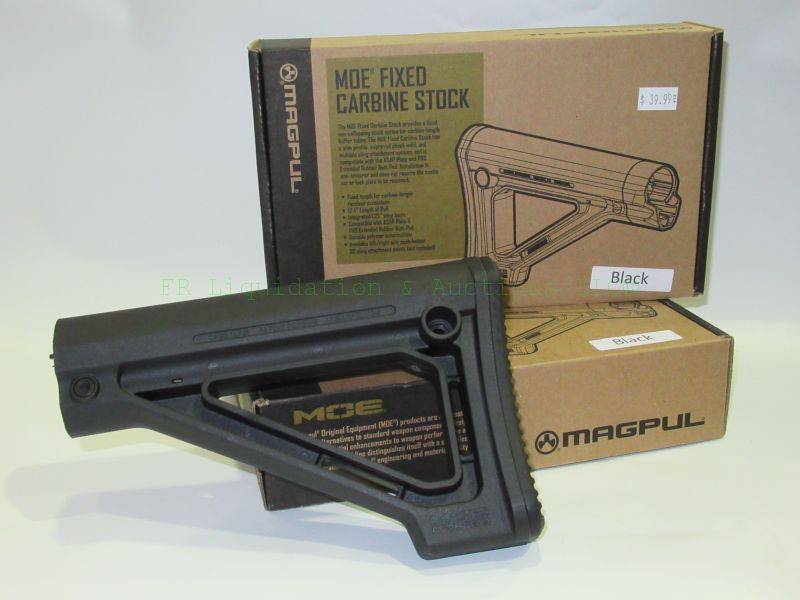 lot 56 image: NEW in box Magpul MOE Fixed Carbine Stock - MIL-SPEC - Black MAG480-BLK