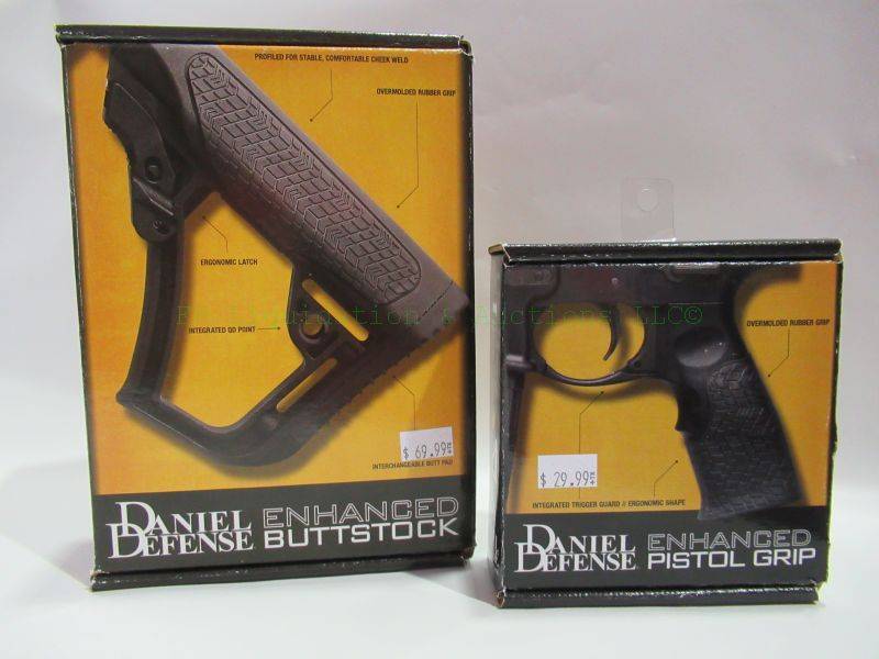 lot 62 image: NEW in box Daniel Defense buttstock and pistol grip