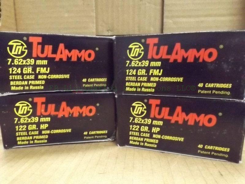 lot 204 image: TulAmmo 7.62 x 39 122 grain hollow point ammunition