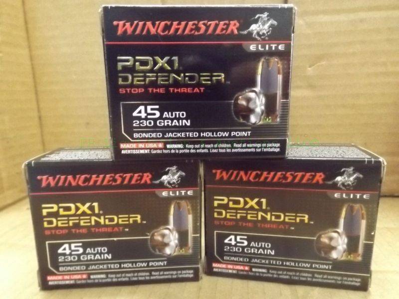 lot 213 image: Winchester PDX1 defender 45 auto 230 grain BJHP ammunition