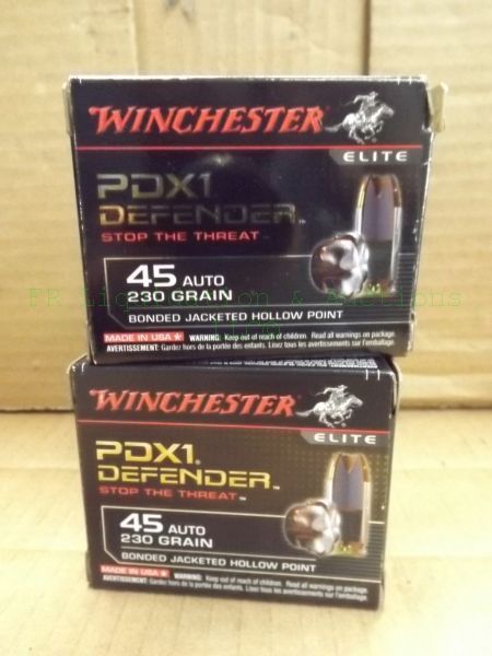 lot 270 image: Winchester PDX1 defender 45 auto 230 grain BJHP ammunition