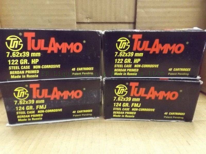 lot 275 image: TulAmmo 7.62 x 39 122 grain hollow point ammunition