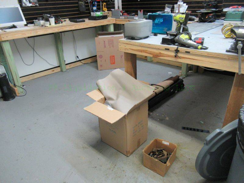 lot 435 image: Solid wood built work benches, 3 total