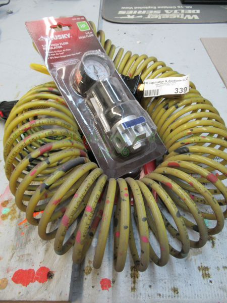 lot 339 image: Pneumatic regulators, water traps and coil hose