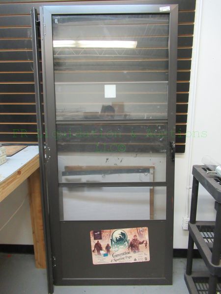 lot 342 image: Metal frame glass screen entry door