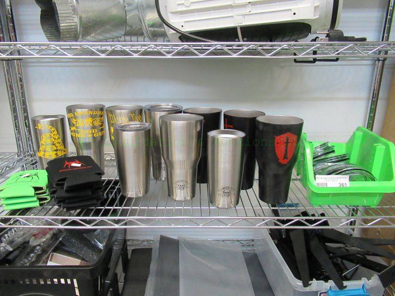 lot 361 image: Assorted stainless steel travel coffee cups with lids